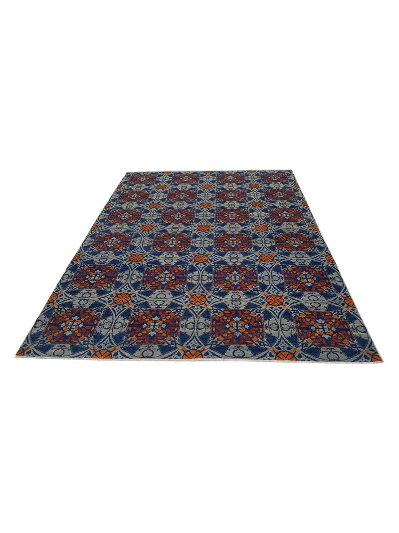 Pacific Modern 41124 Blue Rust Contemporary Hand Knotted Rug
