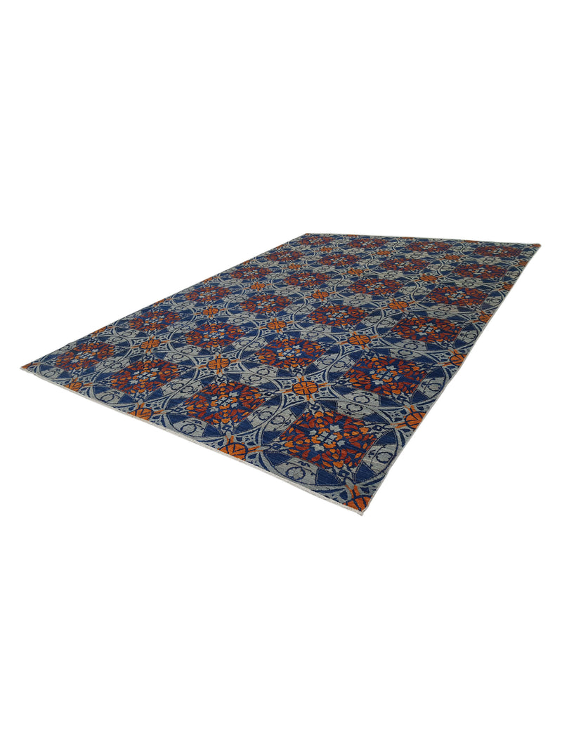 Pacific Modern 41124 Blue Rust Contemporary Hand Knotted Rug