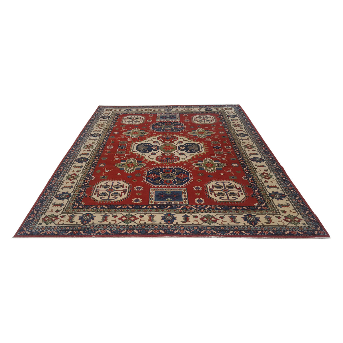 Pacific Kazak 41146 Red Ivory Traditional Hand Knotted Rug