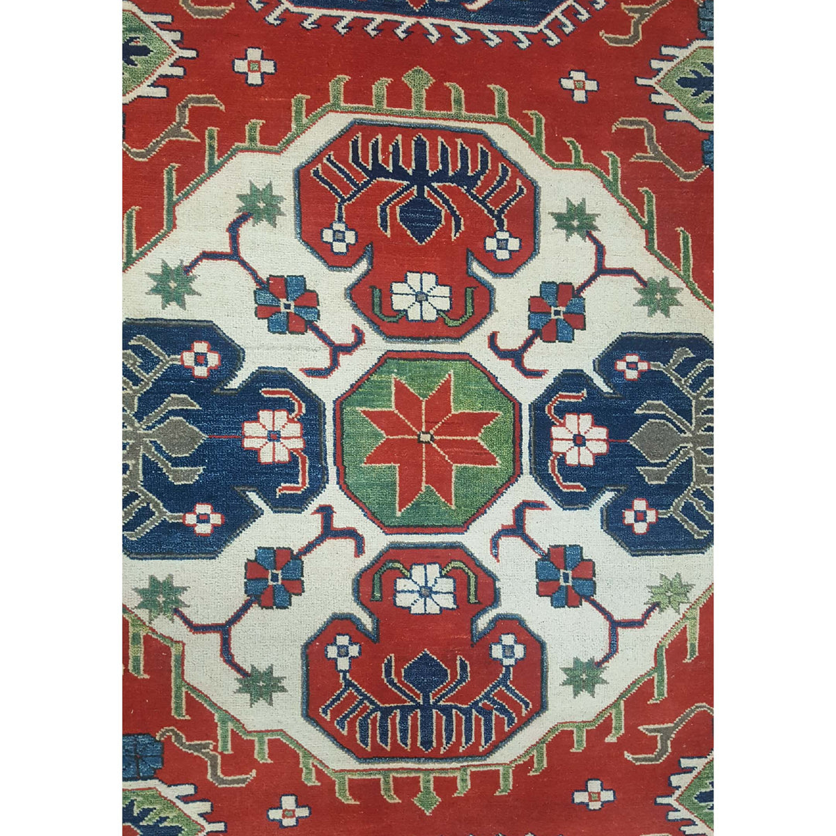 Pacific Kazak 41146 Red Ivory Traditional Hand Knotted Rug