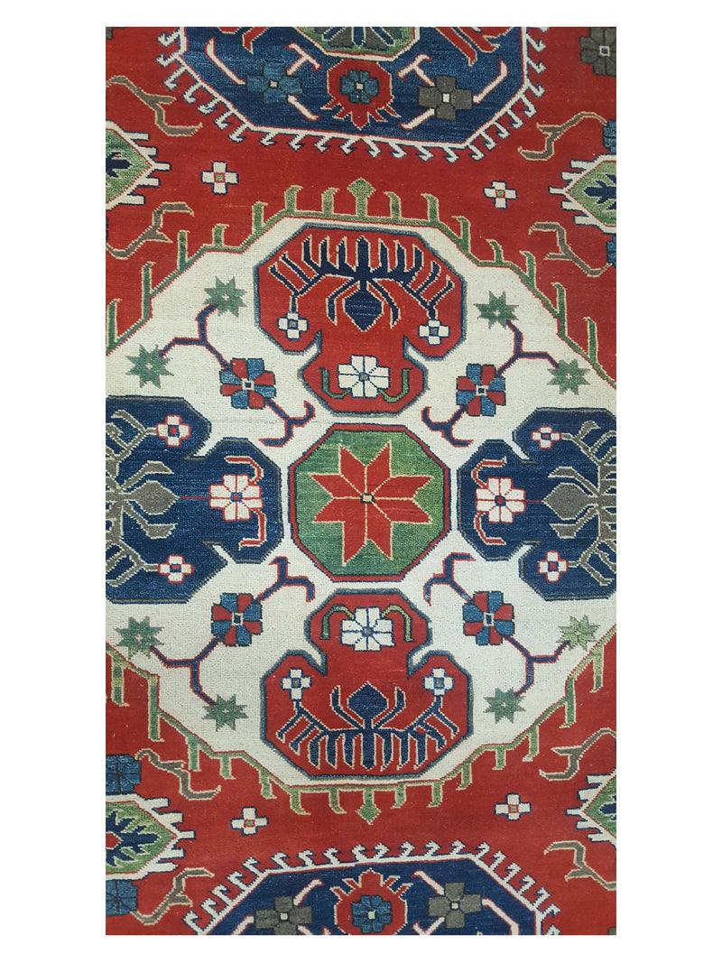 Pacific Kazak 41146 Red Ivory Traditional Hand Knotted Rug