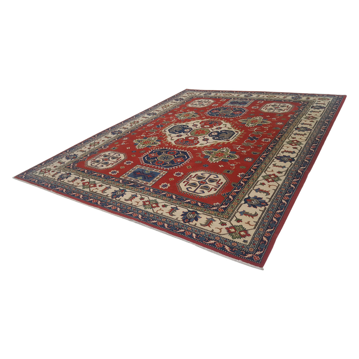 Pacific Kazak 41146 Red Ivory Traditional Hand Knotted Rug