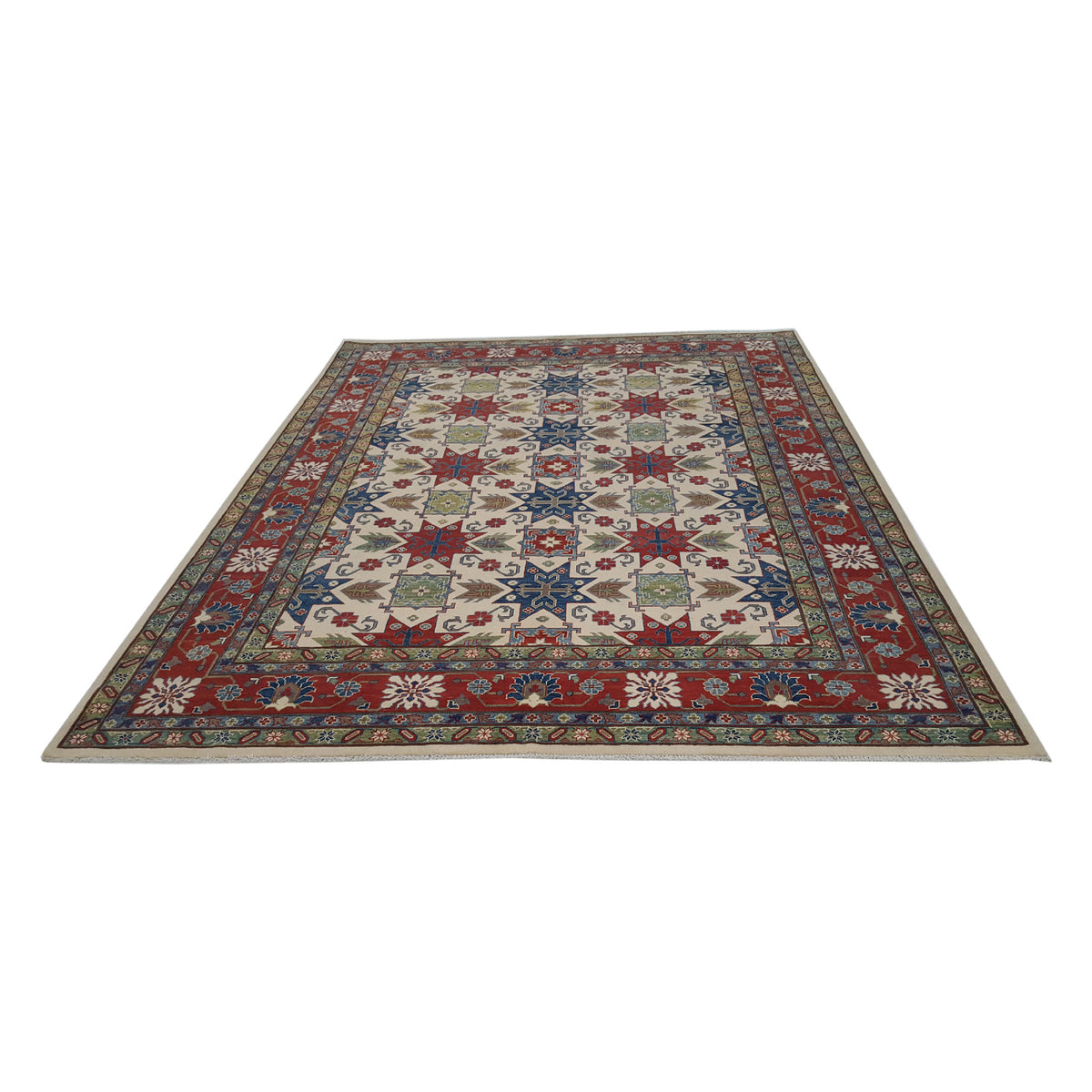 Pacific Kazak 41154 Ivory Red Traditional Hand Knotted Rug