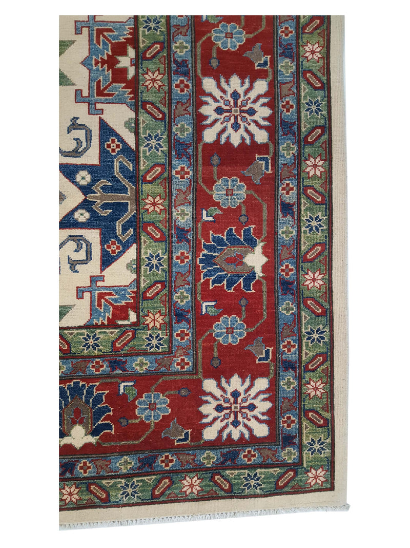 Pacific Kazak 41154 Ivory Red Traditional Hand Knotted Rug