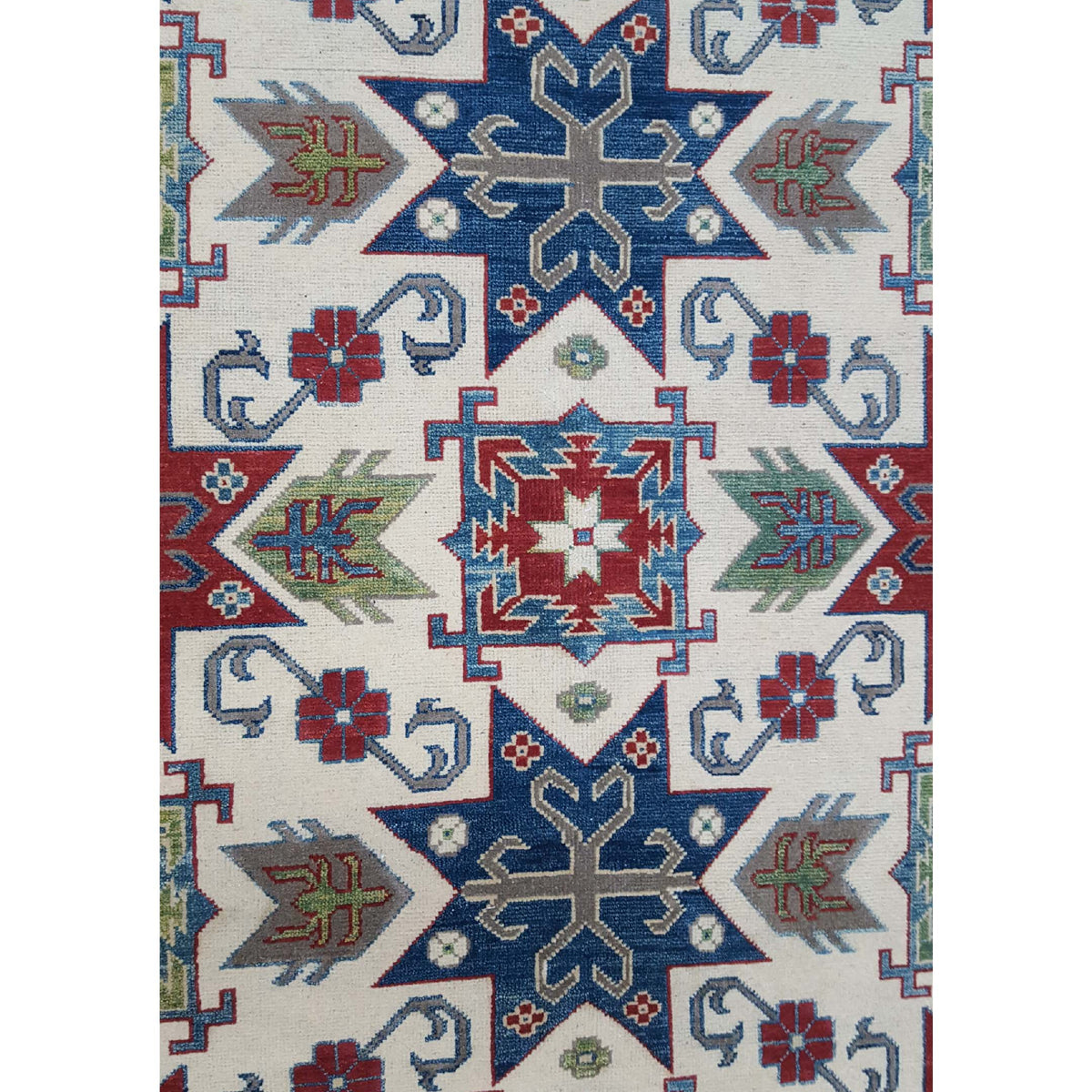 Pacific Kazak 41154 Ivory Red Traditional Hand Knotted Rug