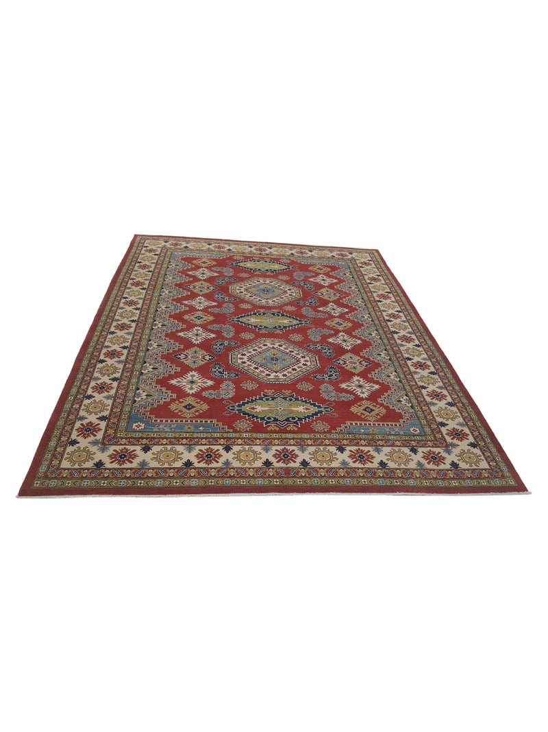 Pacific Kazak 41158 Red Ivory Traditional Hand Knotted Rug