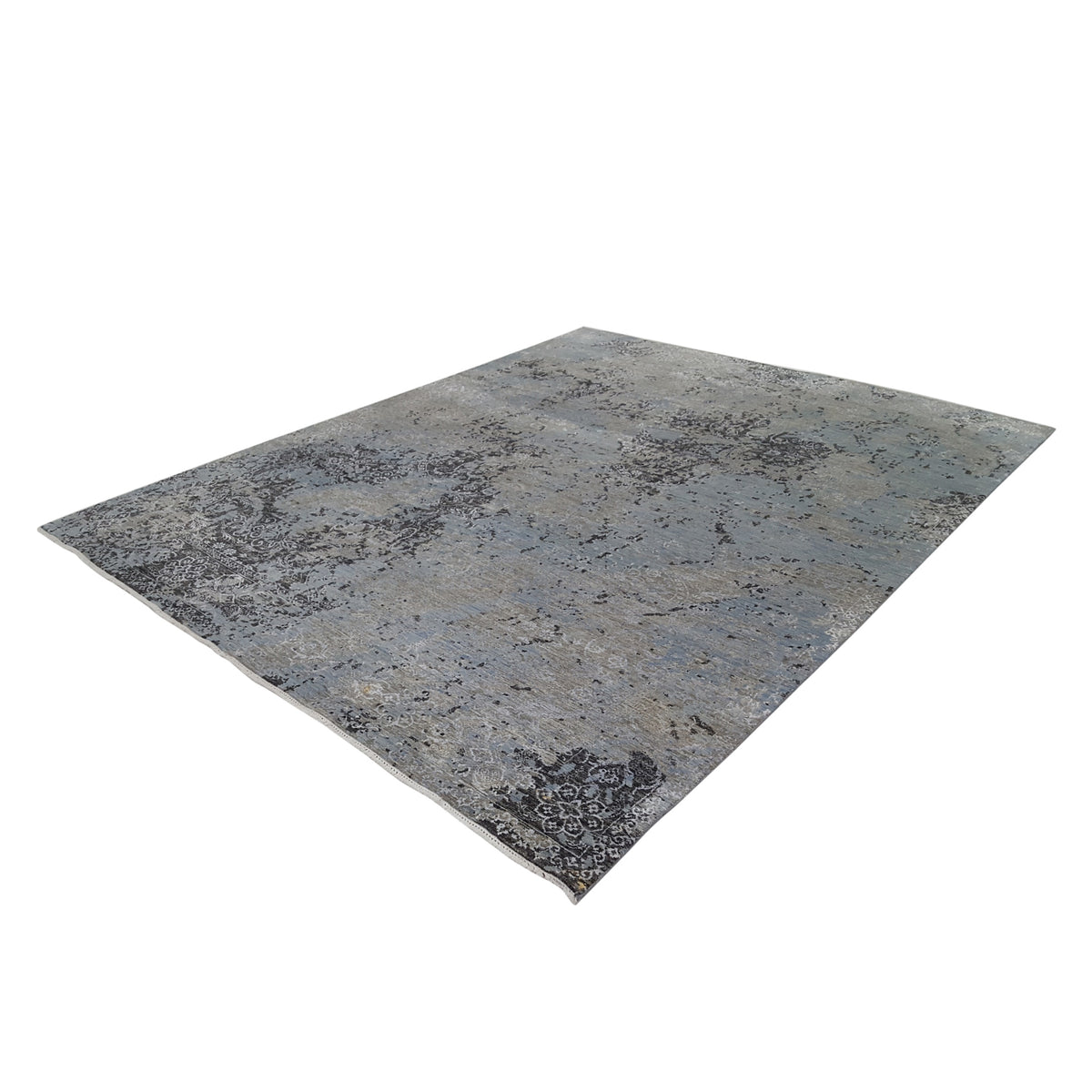 Pacific Erase 41168 Charcoal Lt.Blue Modern Hand Knotted Rug