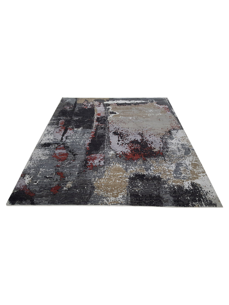 Pacific Galaxy 41187 Black Dk.Grey Modern Hand Knotted Rug