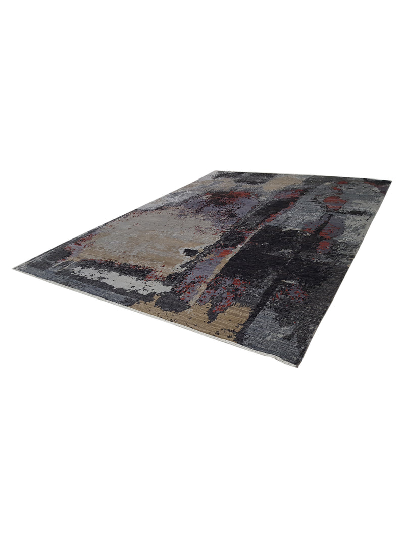 Pacific Galaxy 41187 Black Dk.Grey Modern Hand Knotted Rug