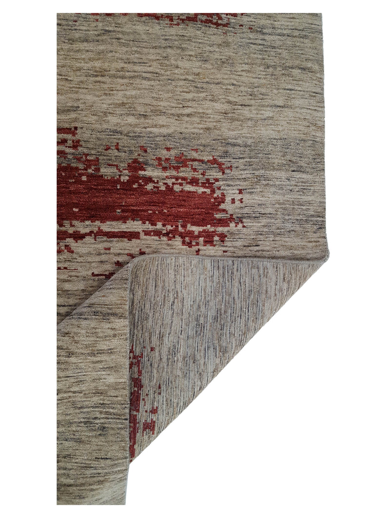 Pacific Casablanca 41201 Burgundy Ivory Modern Hand Knotted Rug