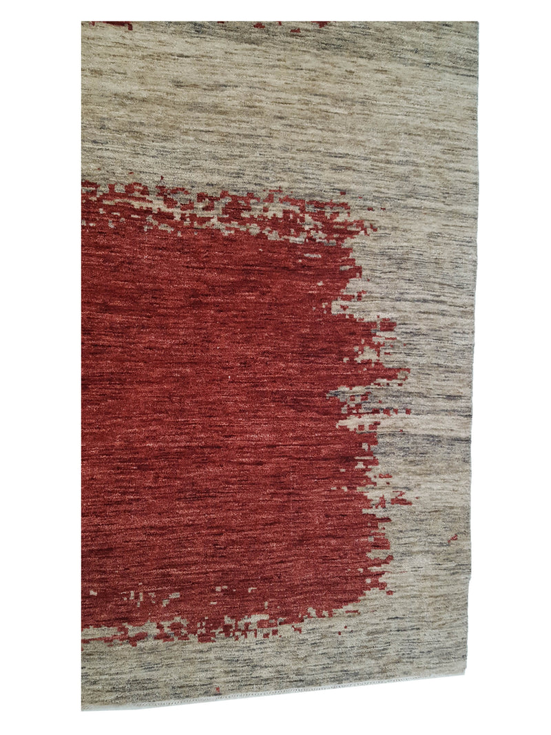 Pacific Casablanca 41201 Burgundy Ivory Modern Hand Knotted Rug