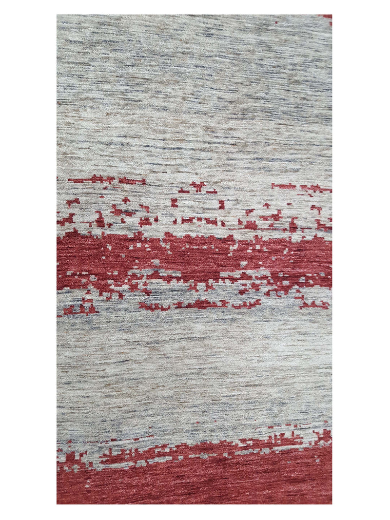 Pacific Casablanca 41201 Burgundy Ivory Modern Hand Knotted Rug