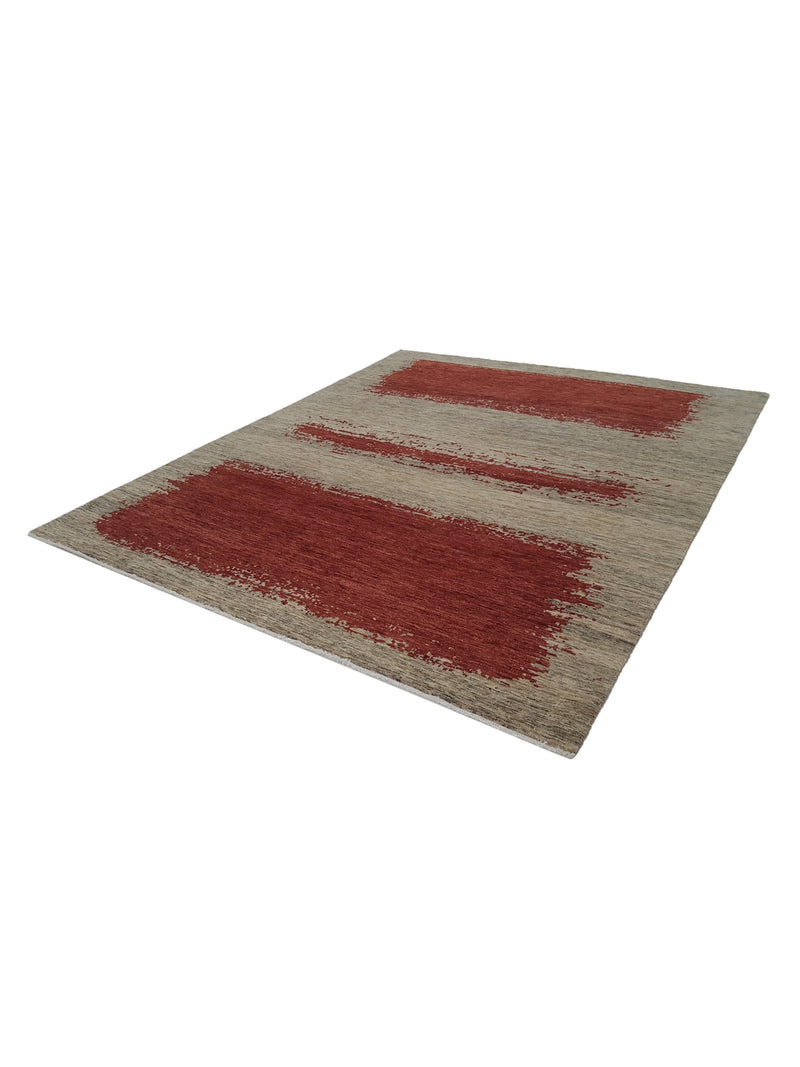 Pacific Casablanca 41201 Burgundy Ivory Modern Hand Knotted Rug