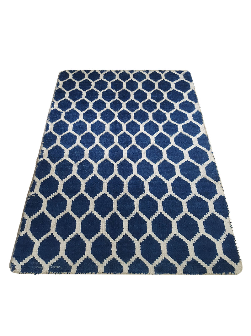 Pacific Modern 41227BW Blue White Contemporary Hand Knotted Rug