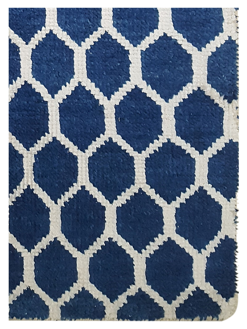 Pacific Modern 41227BW Blue White Contemporary Hand Knotted Rug