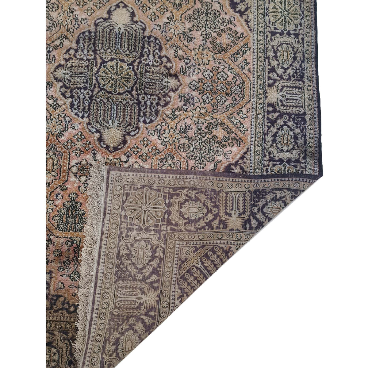 Pacific Qum Silk 41332 Coral Blue Traditional Hand Knotted Rug