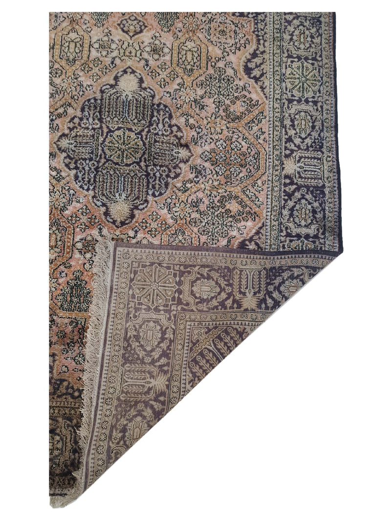 Pacific Qum Silk 41332 Coral Blue Traditional Hand Knotted Rug