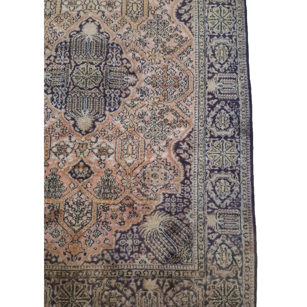 Pacific Qum Silk 41332 Coral Blue Traditional Hand Knotted Rug