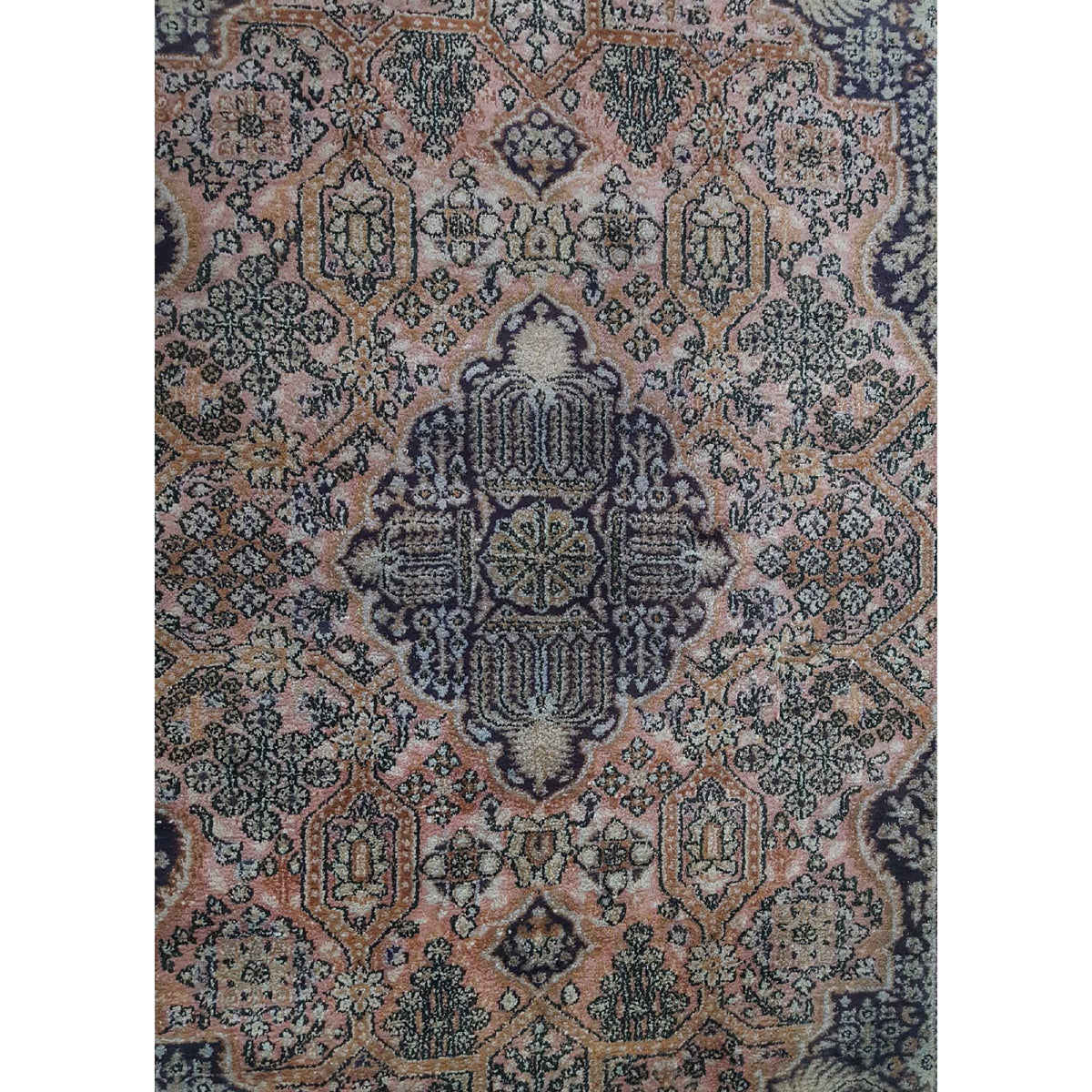 Pacific Qum Silk 41332 Coral Blue Traditional Hand Knotted Rug