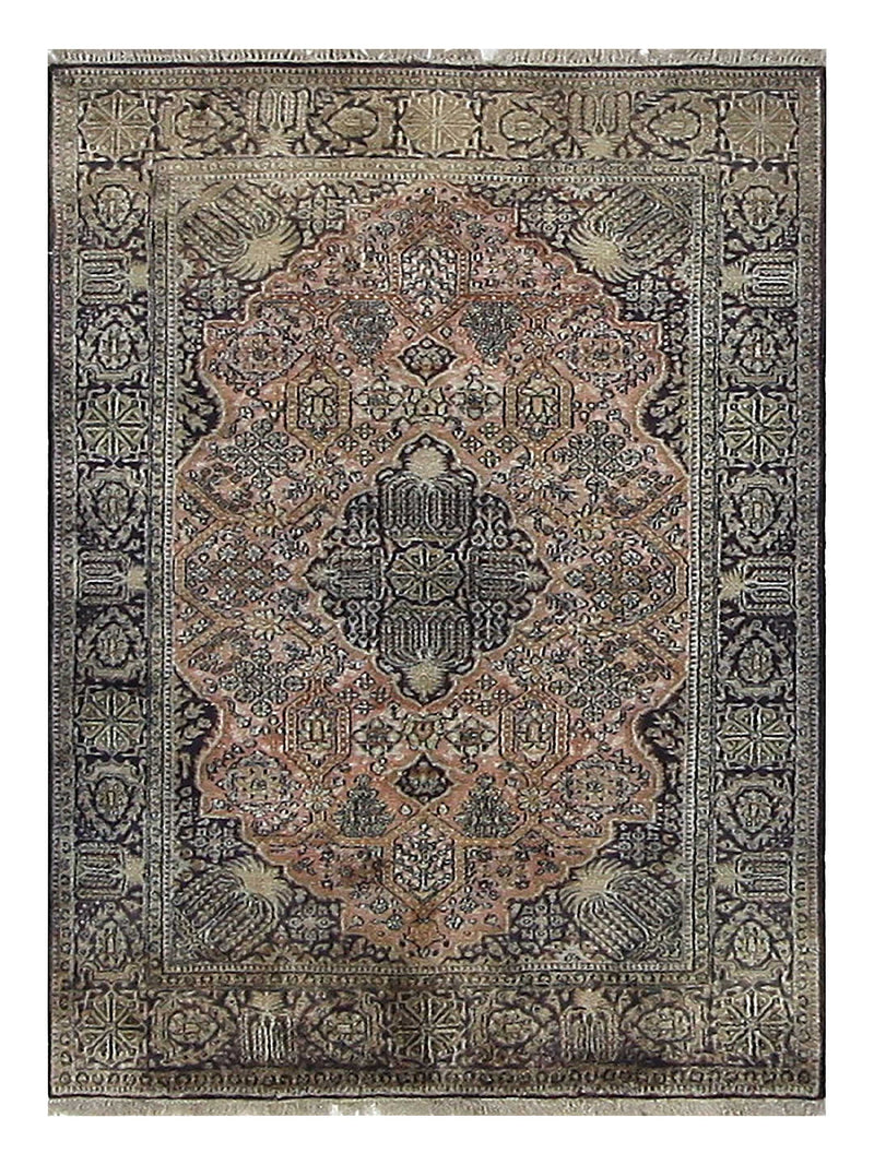 Pacific Qum Silk  Coral Blue Traditional