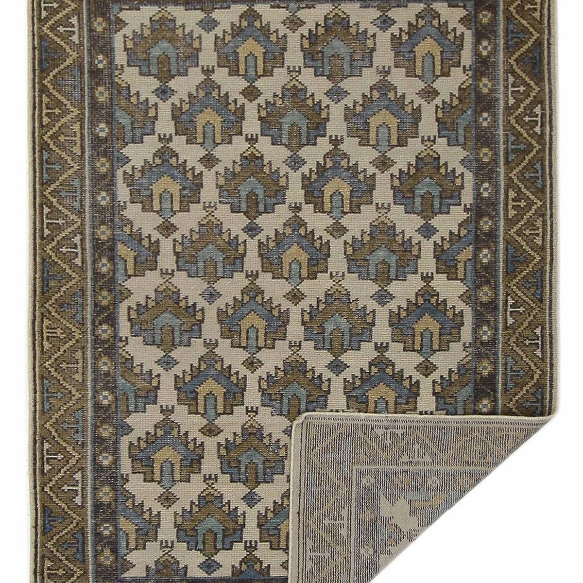 Pacific Caucasian 41338 Ivory Multi Traditional Hand Knotted Rug