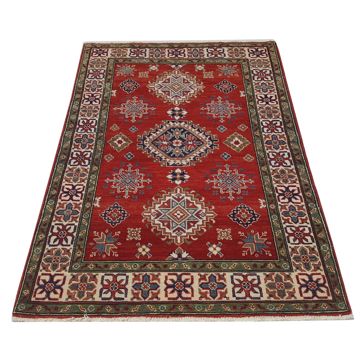 Pacific Kazak 41371 Red Ivory Traditional Hand Knotted Rug