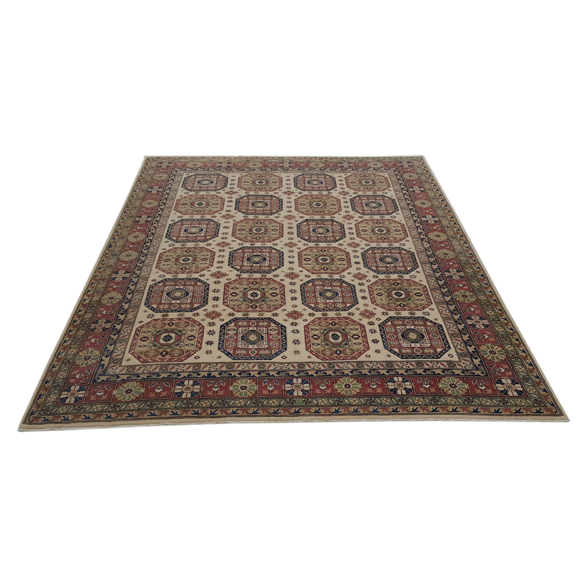 Pacific Kazak 41392 Ivory Rust Traditional Hand Knotted Rug
