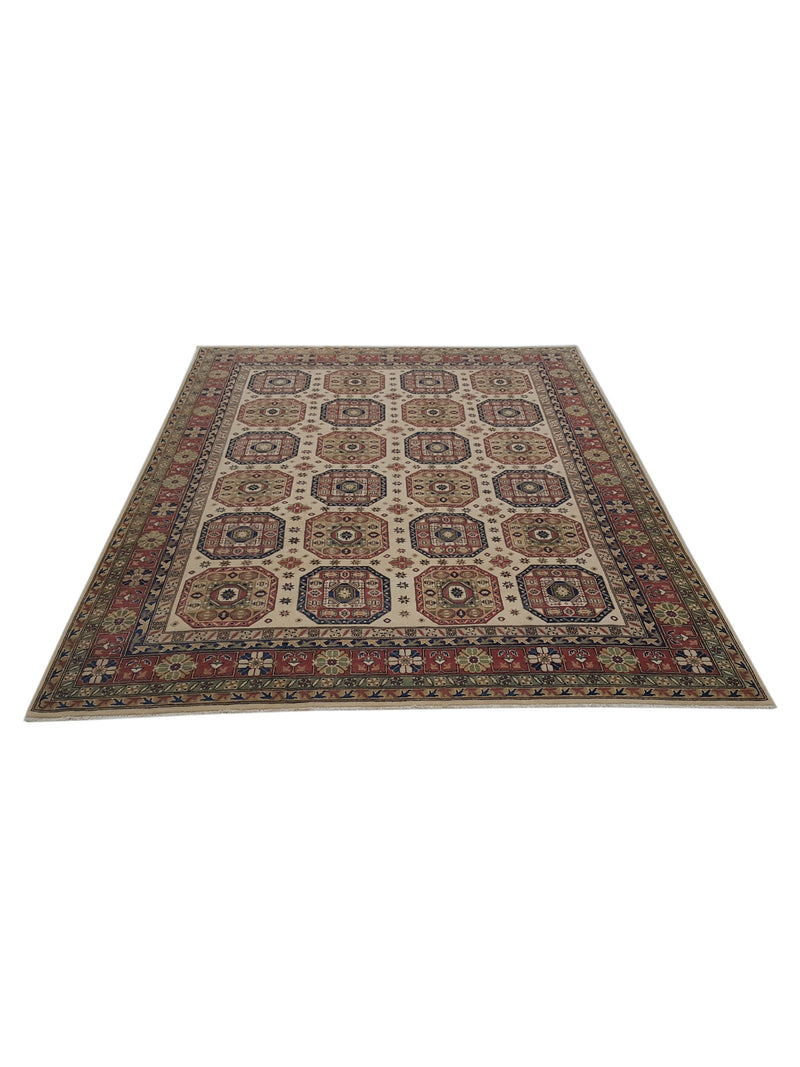 Pacific Kazak 41392 Ivory Rust Traditional Hand Knotted Rug