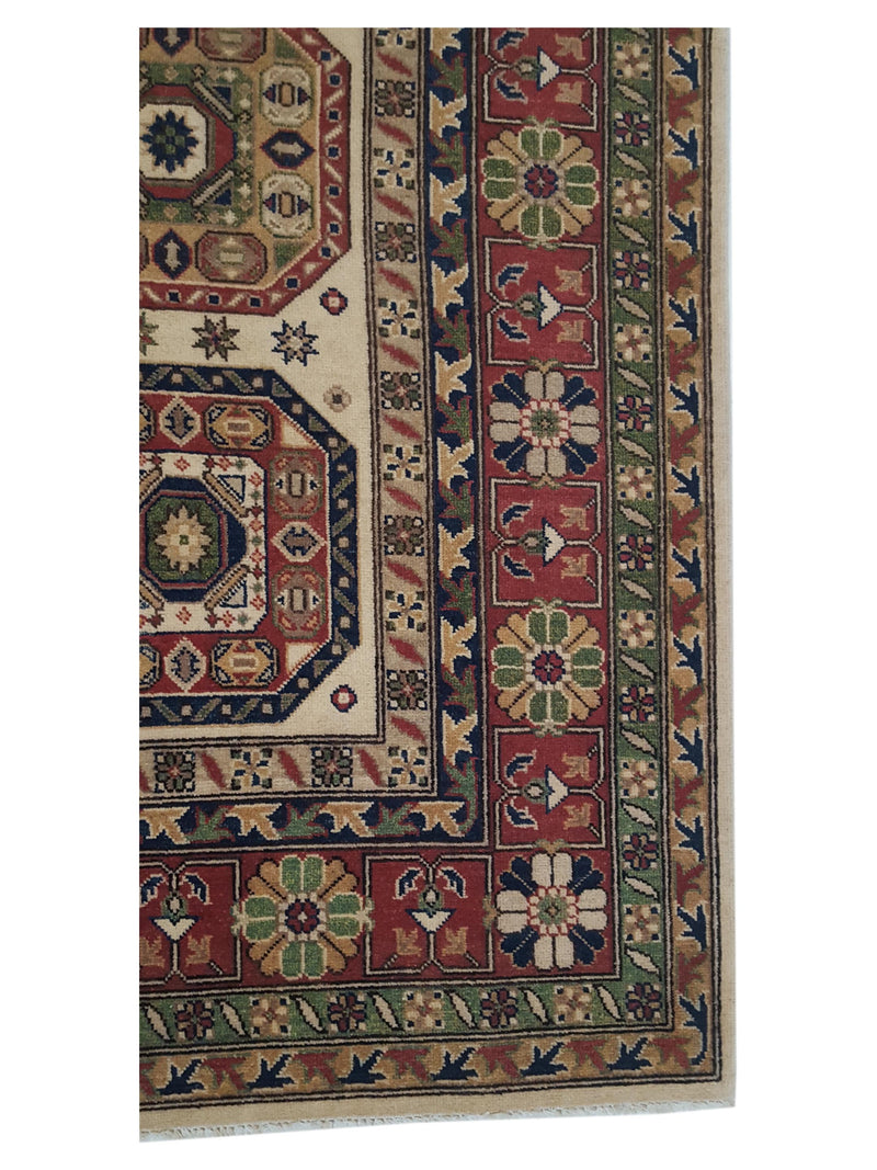 Pacific Kazak 41392 Ivory Rust Traditional Hand Knotted Rug