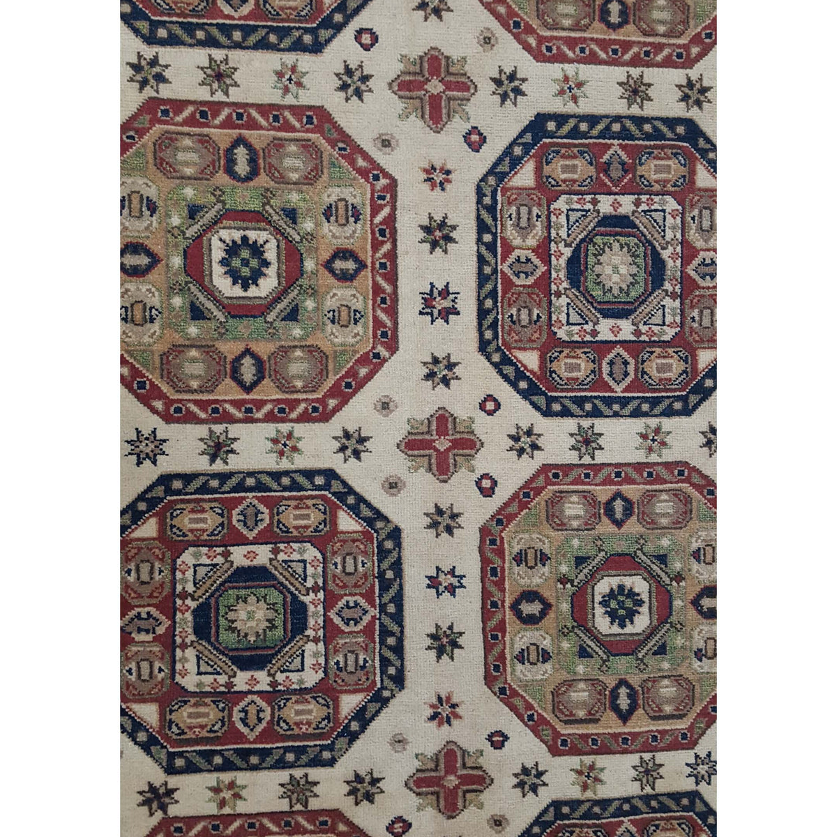 Pacific Kazak 41392 Ivory Rust Traditional Hand Knotted Rug