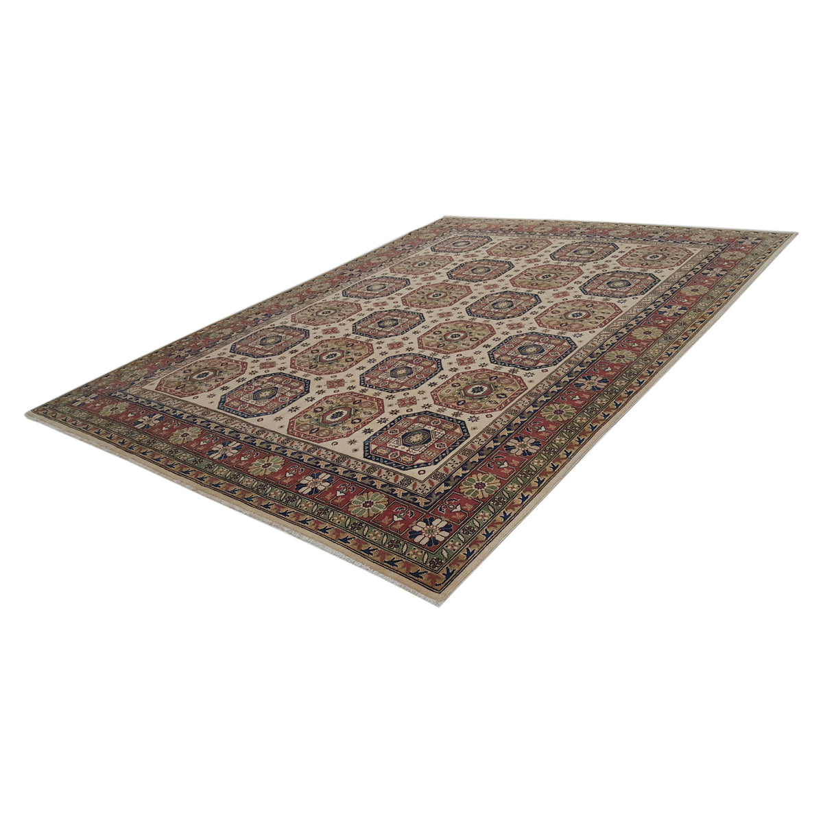 Pacific Kazak 41392 Ivory Rust Traditional Hand Knotted Rug