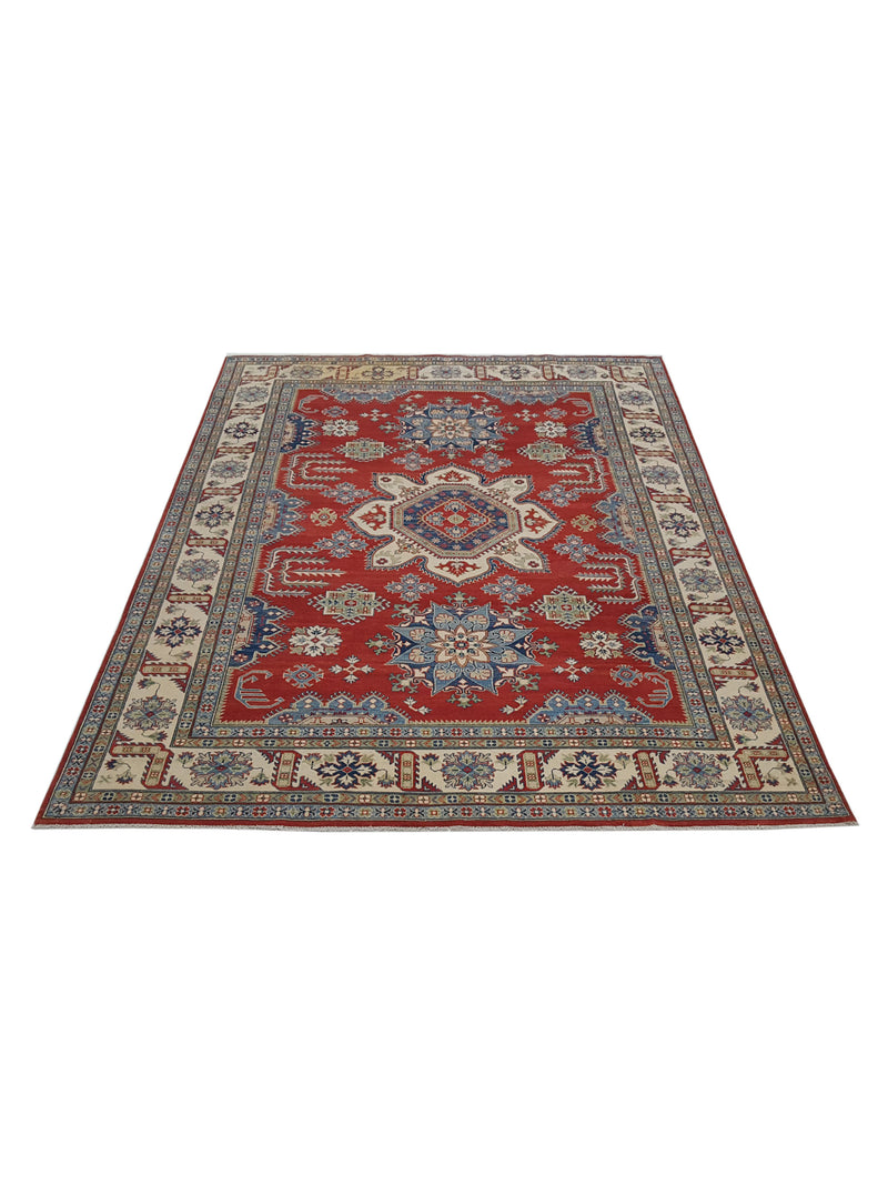 Pacific Kazak 41393 Red Ivory Traditional Hand Knotted Rug