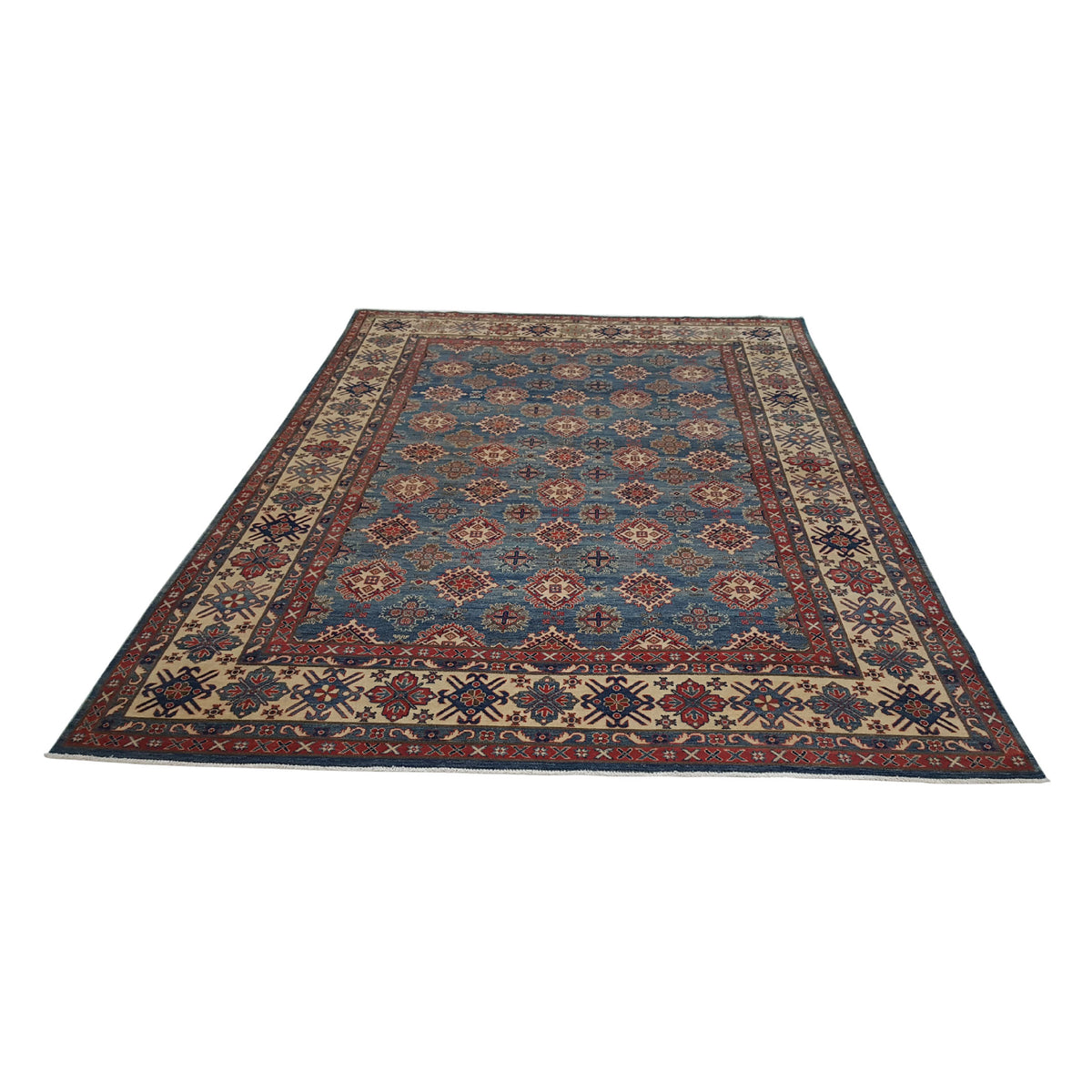 Pacific Kazak 41395 Blue Ivory Traditional Hand Knotted Rug