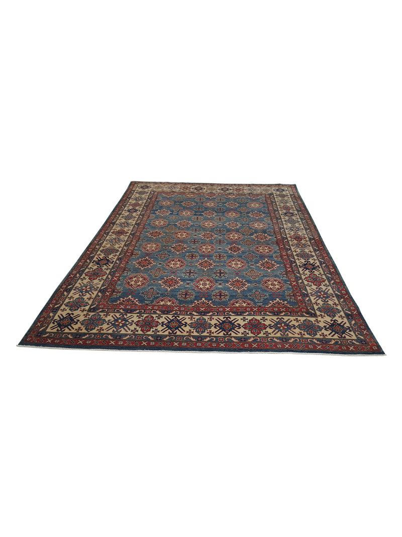 Pacific Kazak 41395 Blue Ivory Traditional Hand Knotted Rug