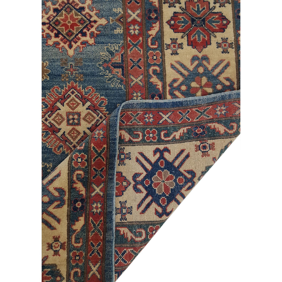 Pacific Kazak 41395 Blue Ivory Traditional Hand Knotted Rug