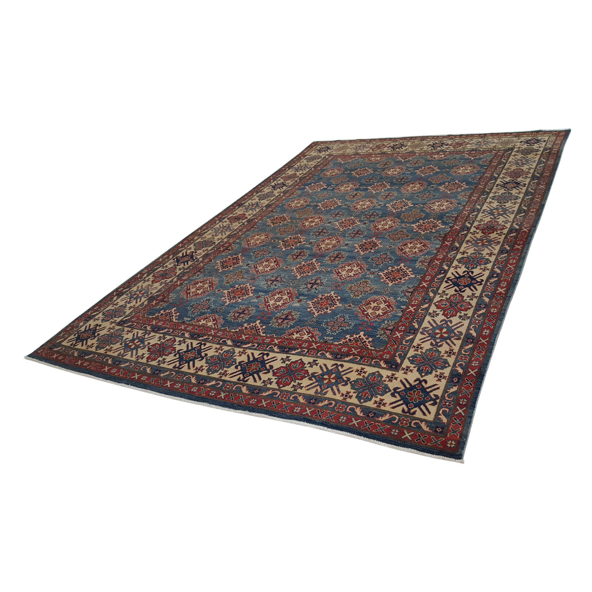 Pacific Kazak 41395 Blue Ivory Traditional Hand Knotted Rug