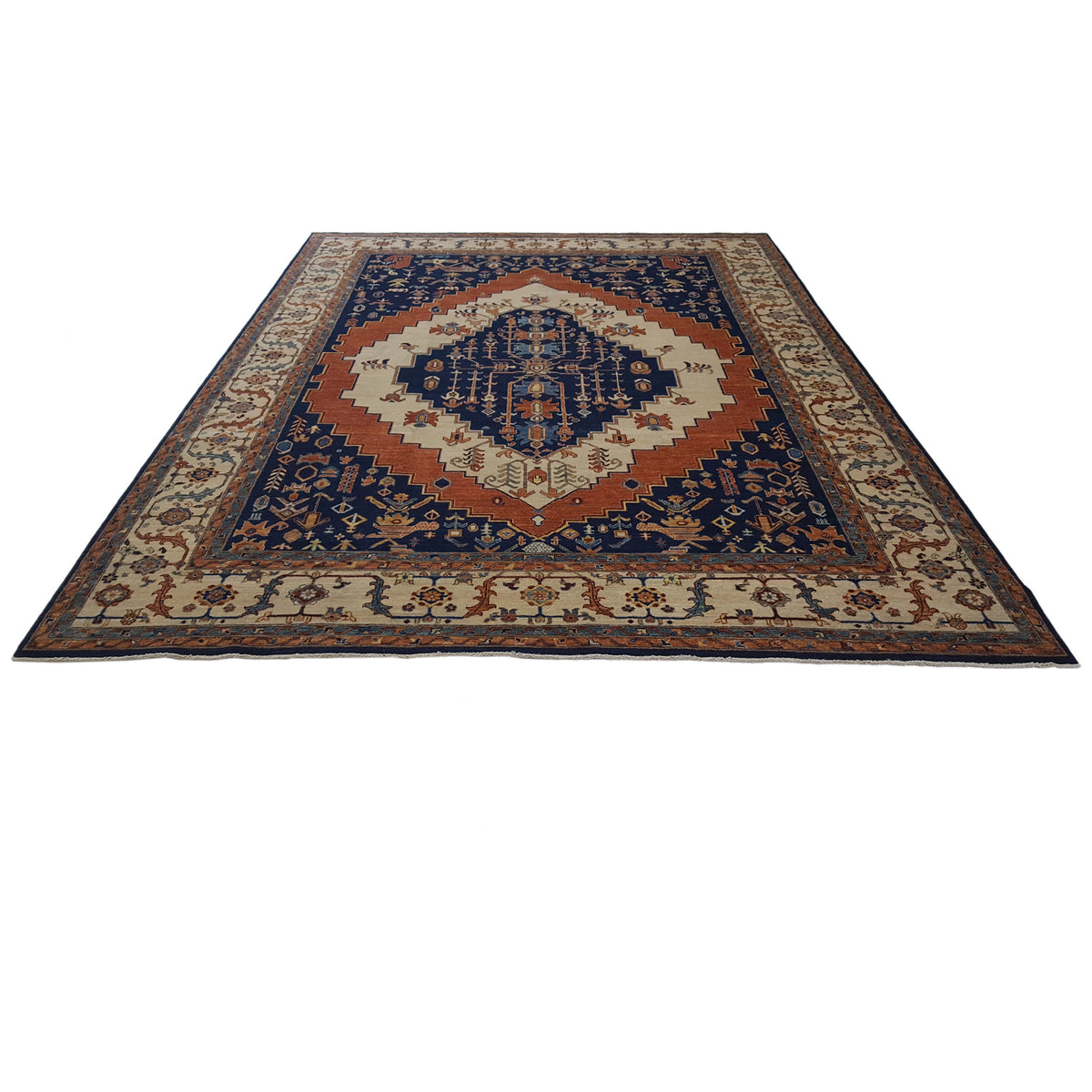 Pacific Farahan 41422 Navy Ivory Traditional Hand Knotted Rug