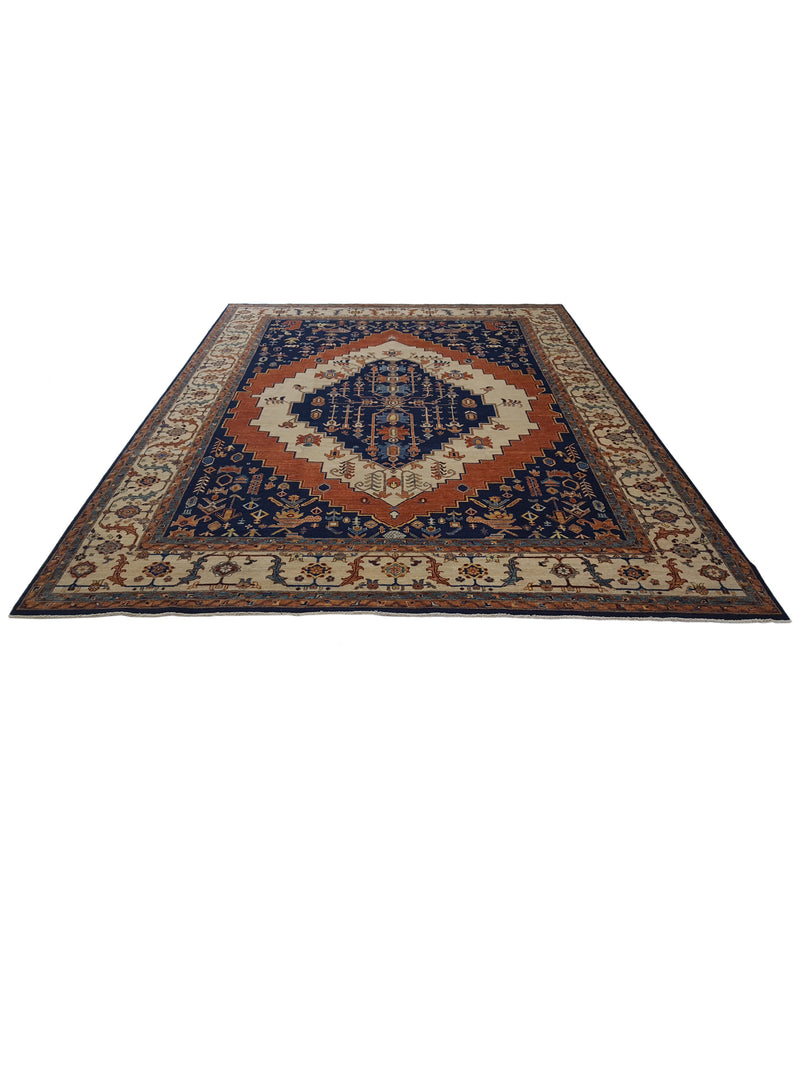 Pacific Farahan 41422 Navy Ivory Traditional Hand Knotted Rug