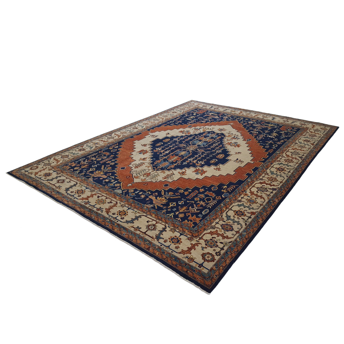 Pacific Farahan 41422 Navy Ivory Traditional Hand Knotted Rug