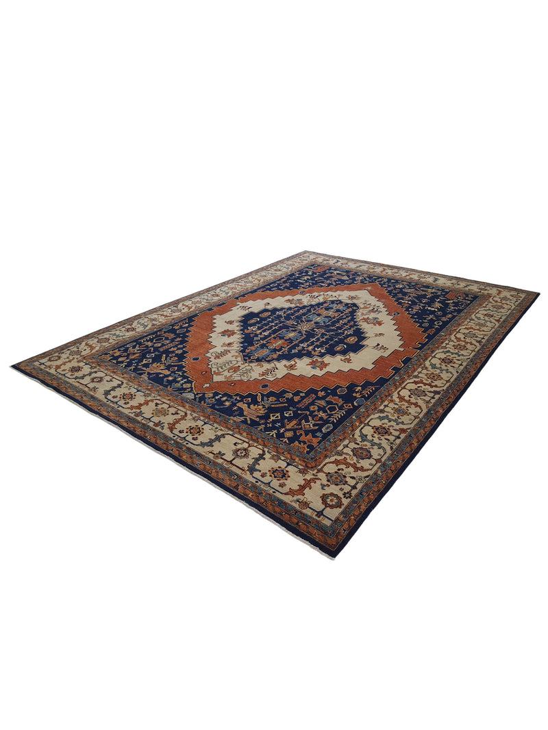 Pacific Farahan 41422 Navy Ivory Traditional Hand Knotted Rug