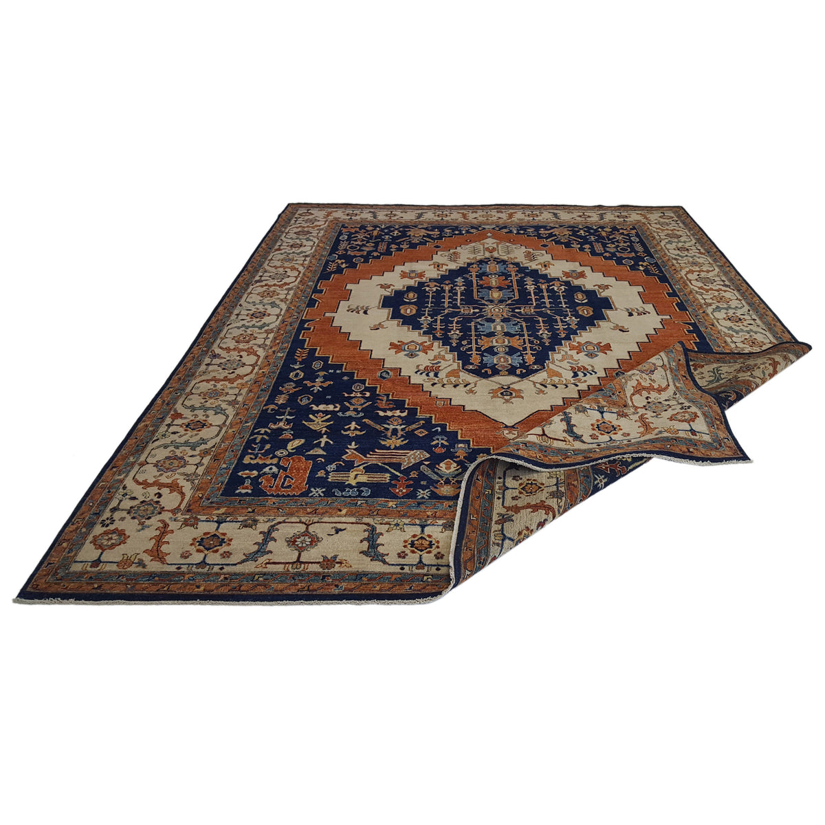 Pacific Farahan 41422 Navy Ivory Traditional Hand Knotted Rug