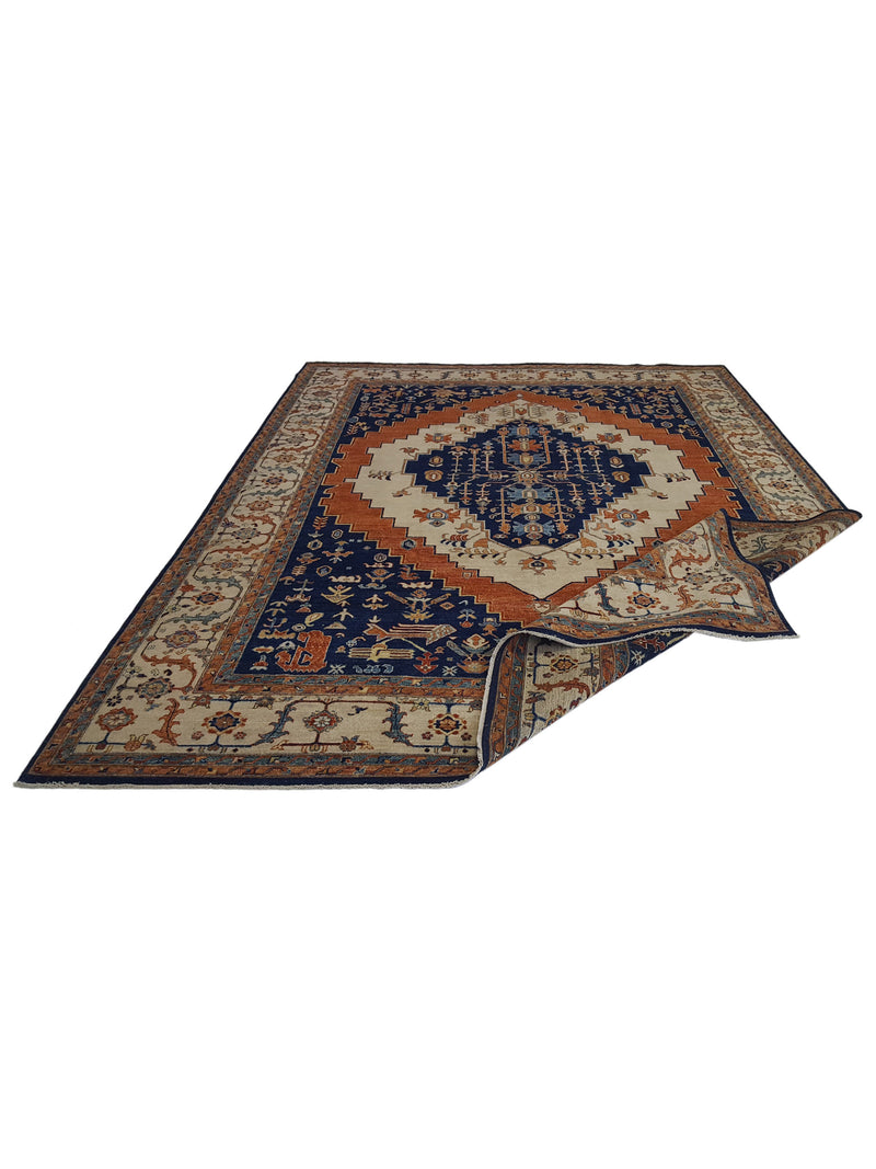 Pacific Farahan 41422 Navy Ivory Traditional Hand Knotted Rug
