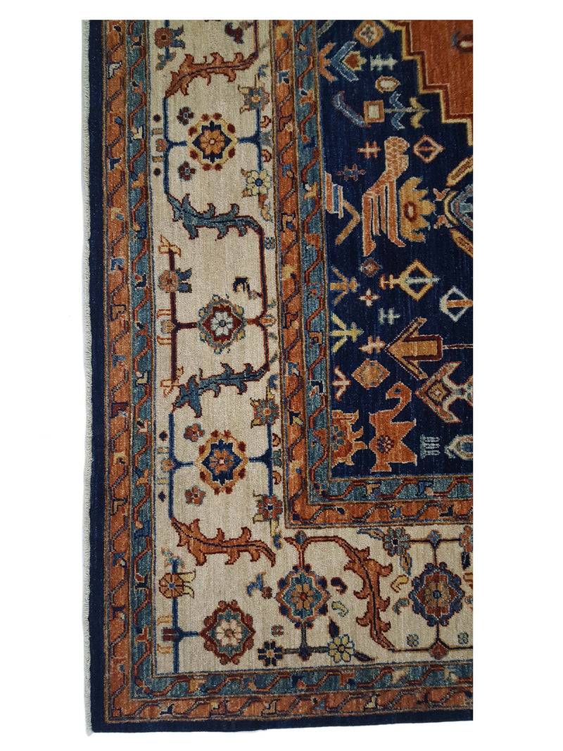 Pacific Farahan 41422 Navy Ivory Traditional Hand Knotted Rug