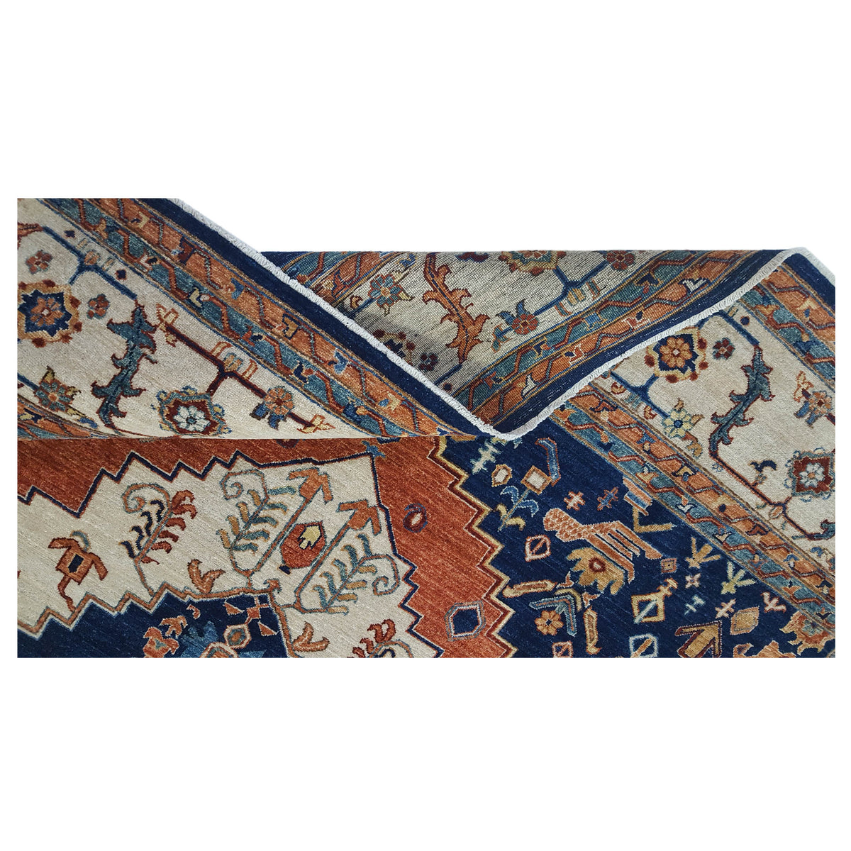Pacific Farahan 41422 Navy Ivory Traditional Hand Knotted Rug