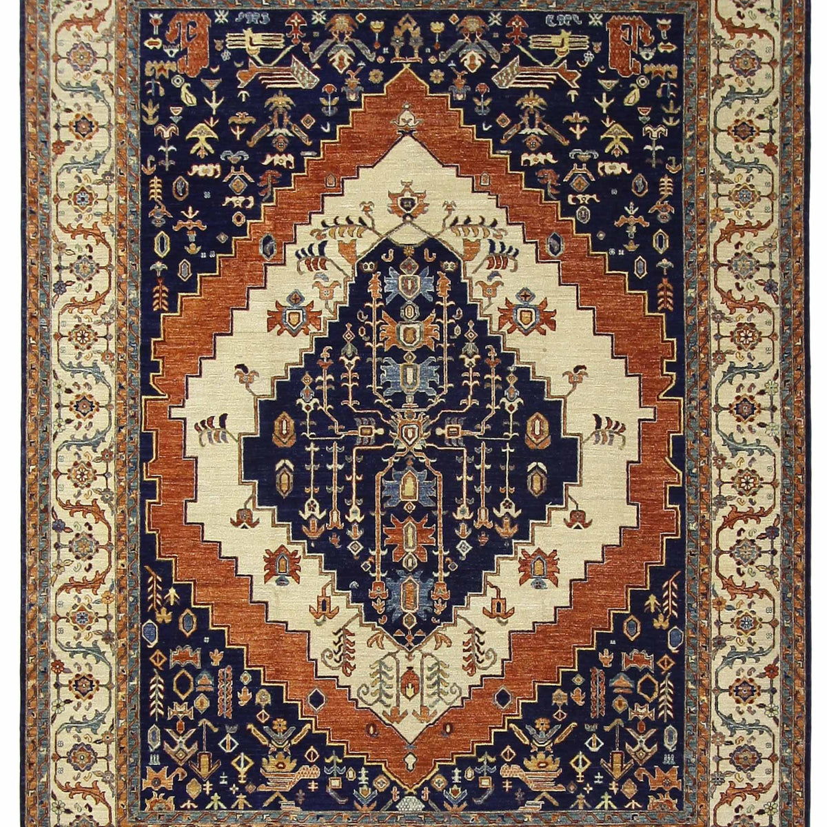 Pacific Farahan  Navy Ivory Traditional