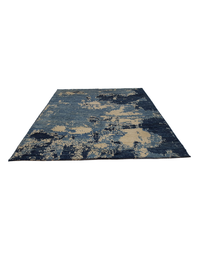 Pacific Jolay Khurs 41434 Blue Ivory Modern Hand Knotted Rug
