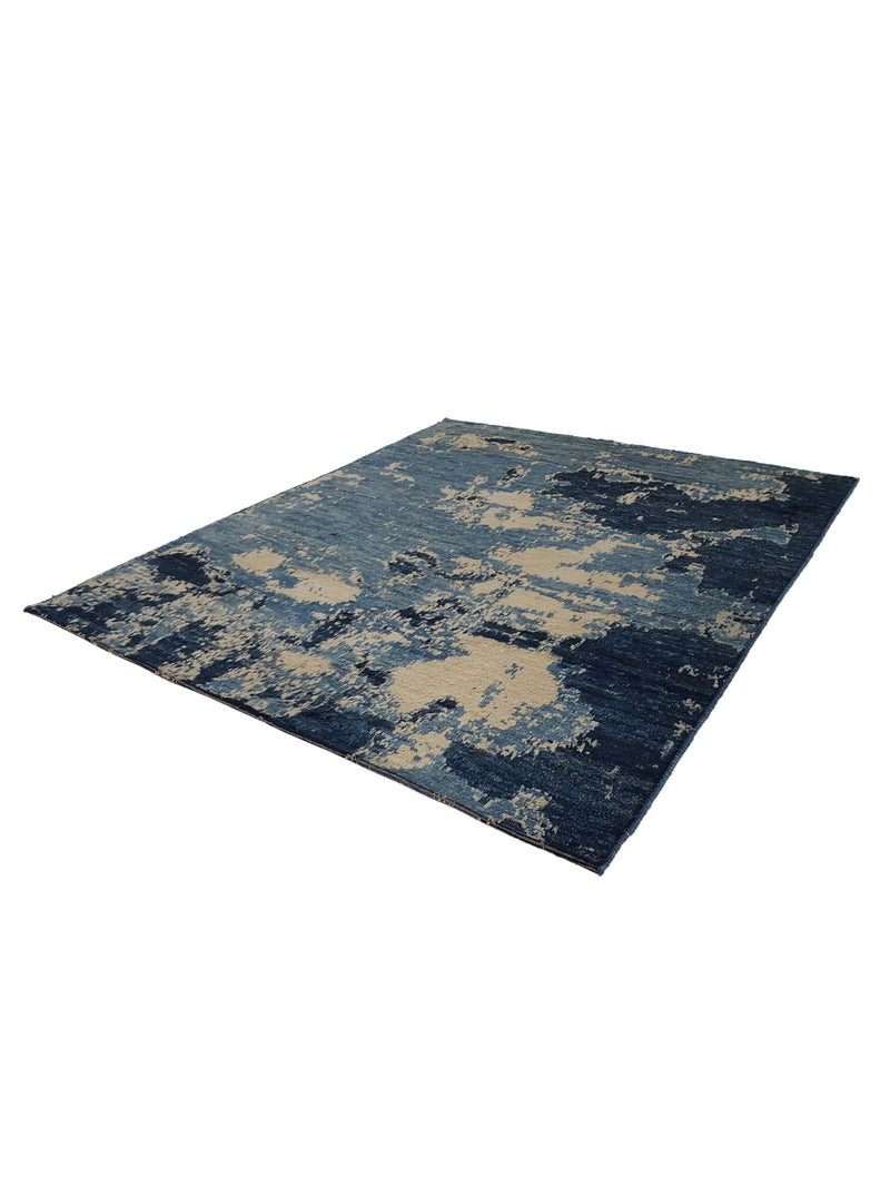 Pacific Jolay Khurs 41434 Blue Ivory Modern Hand Knotted Rug