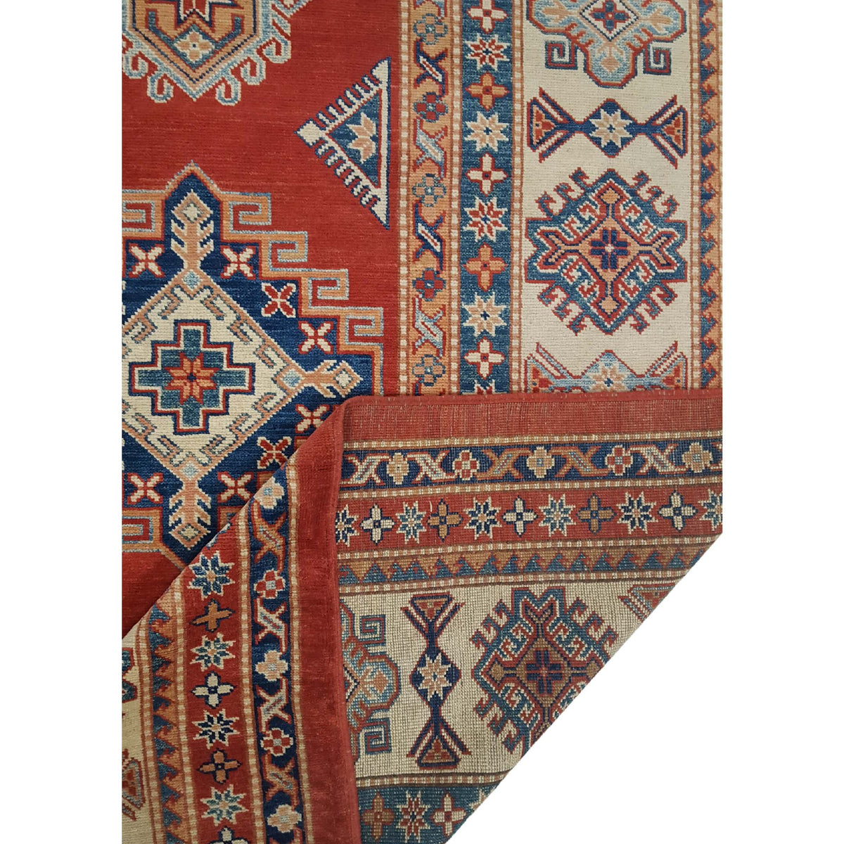 Pacific Kazak Afzali 41438 Red Ivory Traditional Hand Knotted Rug