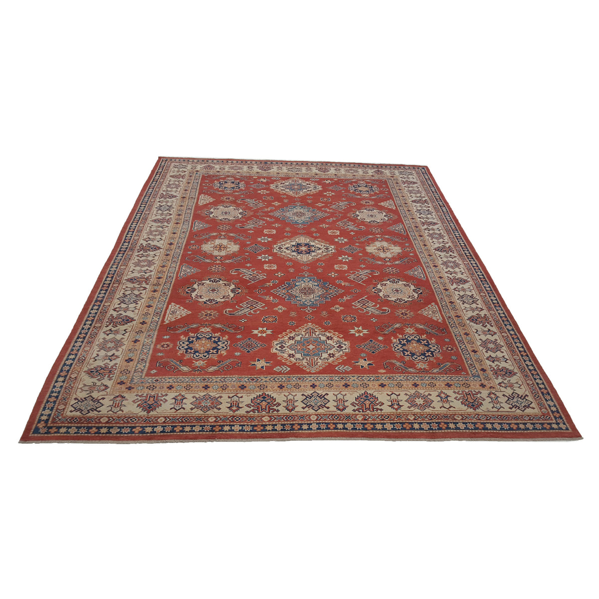 Pacific Kazak Afzali 41441 Red Ivory Traditional Hand Knotted Rug
