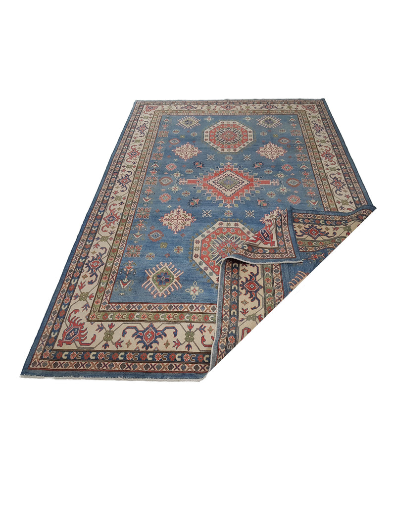 Pacific Kazak 41447 Blue Ivory Traditional Hand Knotted Rug